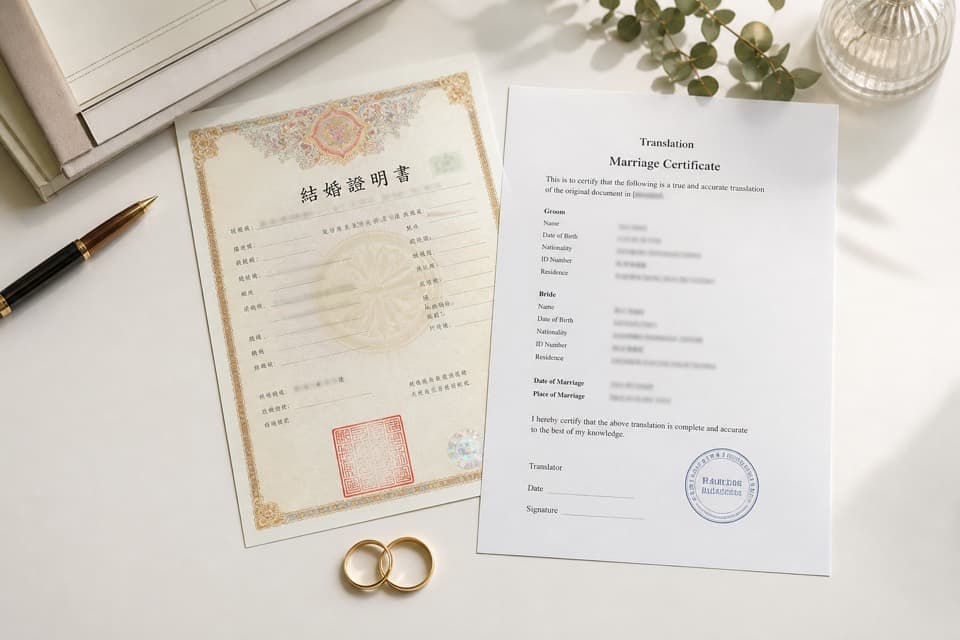 Marriage certificate translation