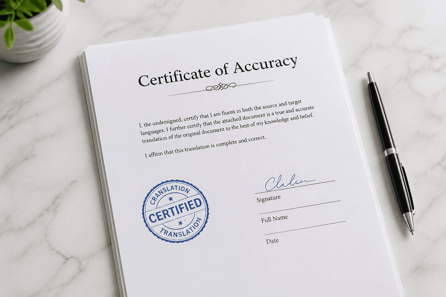 Ready PDF with Certified Translation seal